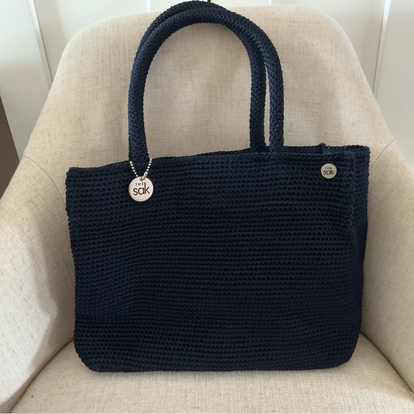 The sak crochet handbag dark navy purse satchel - Picture 1 of 10